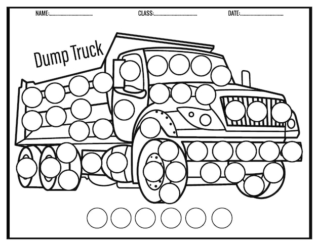 Coloring Pages Transportation Vehicle Dot Markers Coloring For kids.