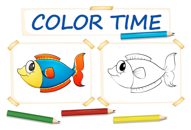 Coloring template with fish