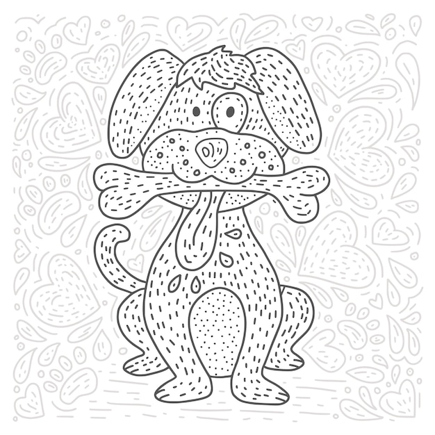 Coloring vector page with cartoon doodle animal