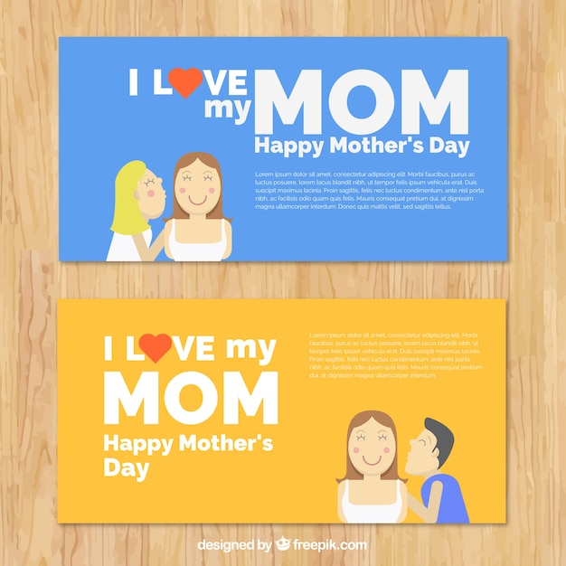 Coloured flat mother's day banners