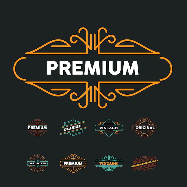  Coloured retro hipster badge logo collection