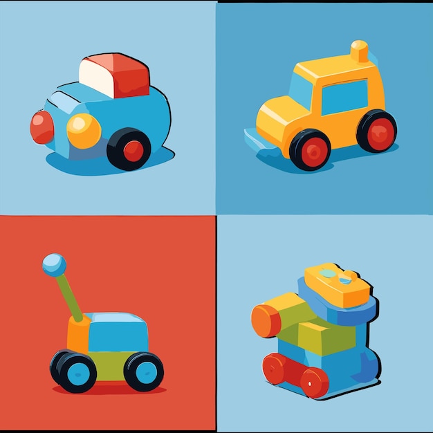 Colourful car toy collection vector