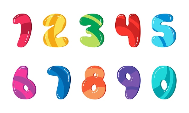 Colourful cartoon numbers 10 for kids birthday card template Numbers 1 2 3 4 5 6 7 8 9 0