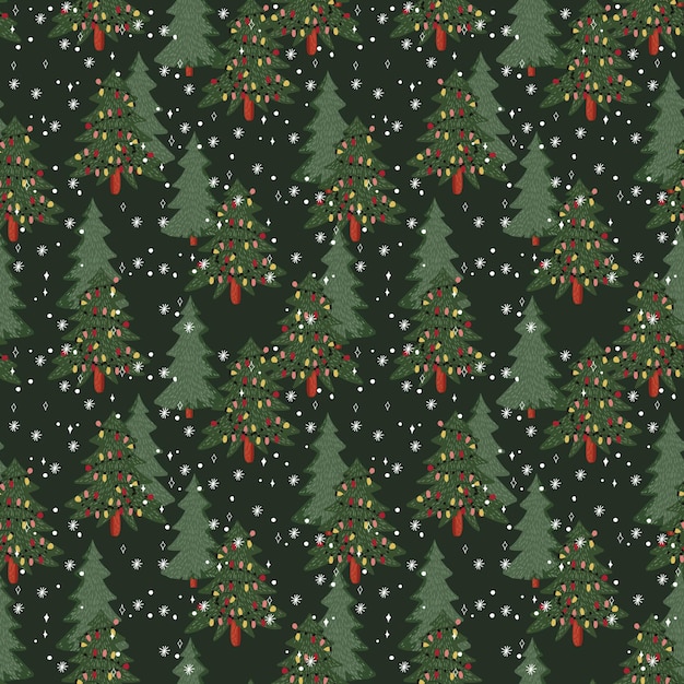 Colourful Christmas Trees seamless pattern with Christmas ornament Vector illustration Design for fashion fabric textile wallpaper wrapping and all prints