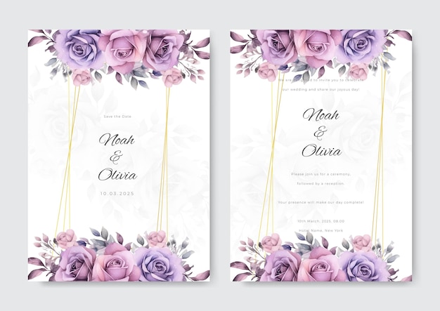 Colourful colorful with beautiful floral flower vector wedding card template watercolor