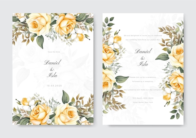 Colourful colorful with beautiful floral flower vector wedding card template watercolor