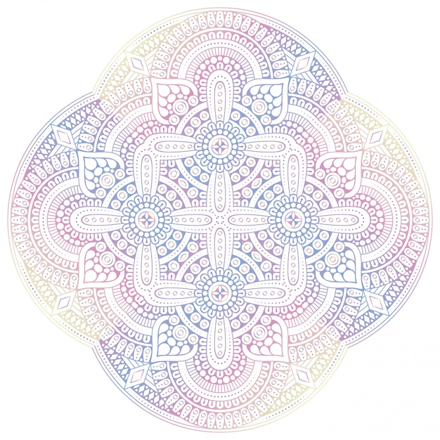 Colourful decorative mandala design. Line drawing.