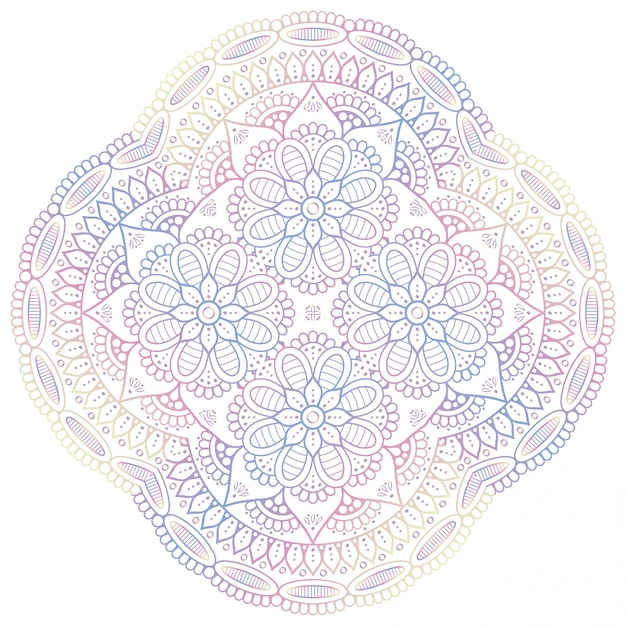 Colourful decorative mandala design. Line drawing.