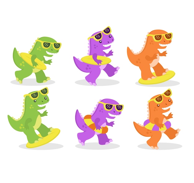 colourful dino character with sunglasses