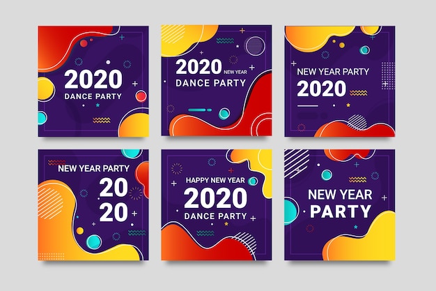 Colourful instagram post 2020 new year with liquid effect