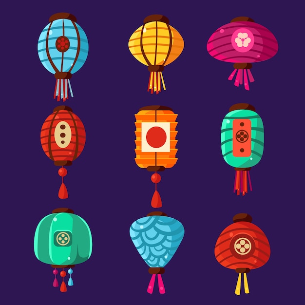 Colourful Lanterns Illustration Set