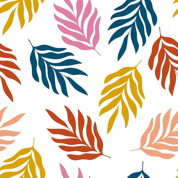 Colourful leaves seamless pattern Floral pattern Botanical background vector Illustration