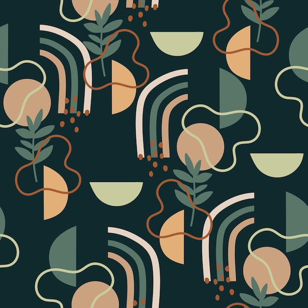 Colourful Seamless pattern wiColourful Seamless pattern with decorative flowers and leaves free form shape