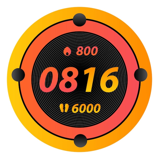 Colourful smartwatch digital watch face vector illustration.