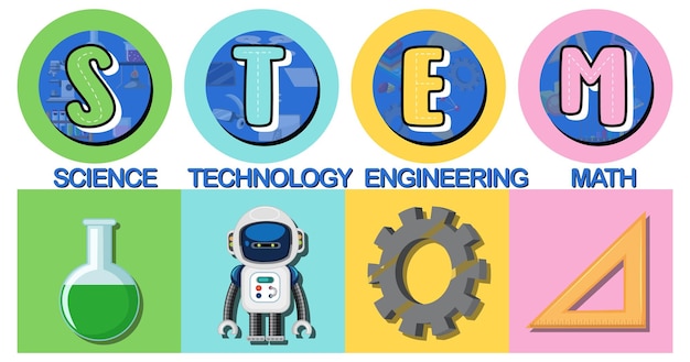 Colourful STEM education text icon