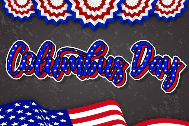 Columbus day american celebrate republic web banner flyer 3d editable text effect style template art