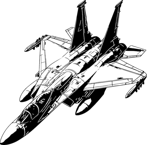 Combat Aircraft vintage hand drawing