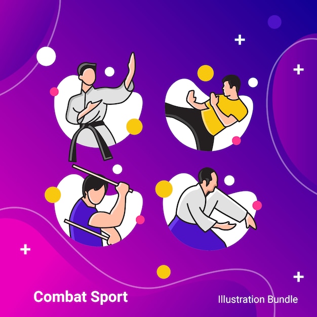 Combat Sport Outline Illustration Bundle 