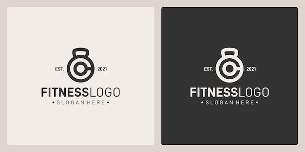 A combination of barbell logo shapes and the initial letter C. premium vector.