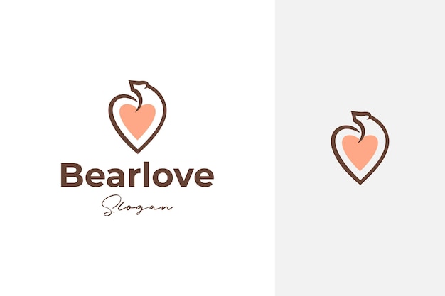 A combination of a bear and a heart or love symbol bear love vector logo design