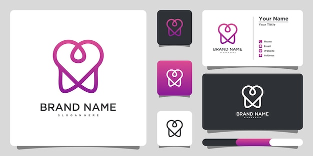 Combination of dental logo design with love Premium Vector