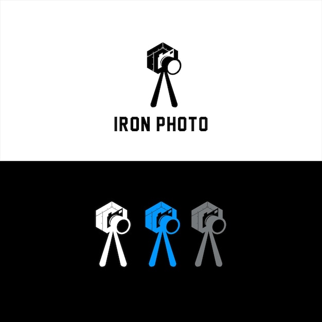 Combination of iron with photo logo design template