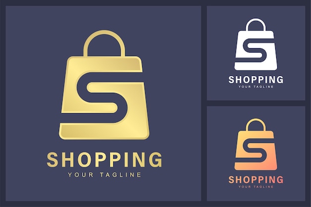 Combination of letter S logo and shopping bag symbol.