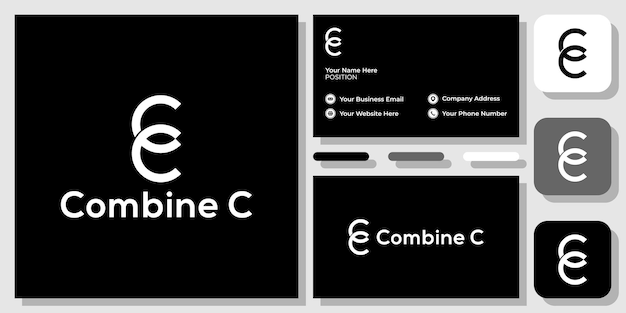 combine c symbol initial letter alphabet with business card template