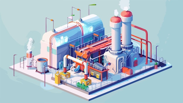 Vector combined heat and power plant vector illustration