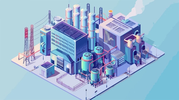 Combined Heat and Power Plant Vector Illustration