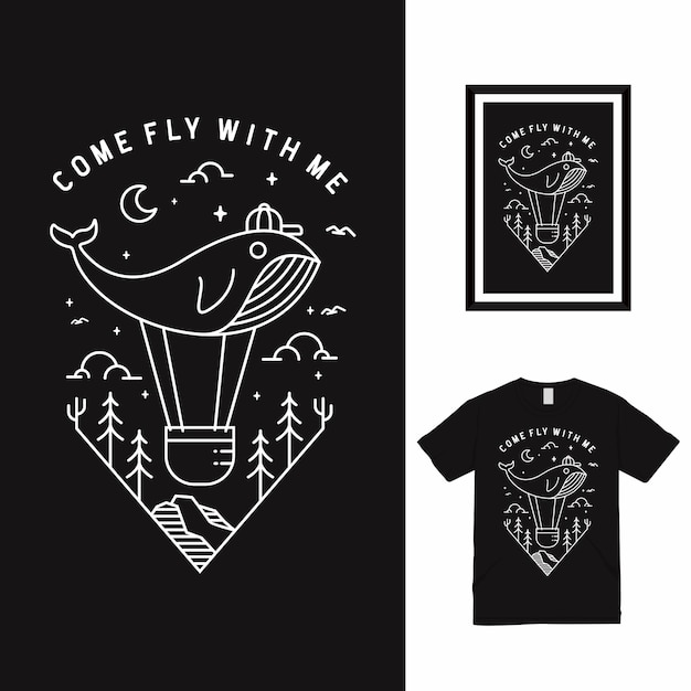 Come Fly High Line Art T shirt Design