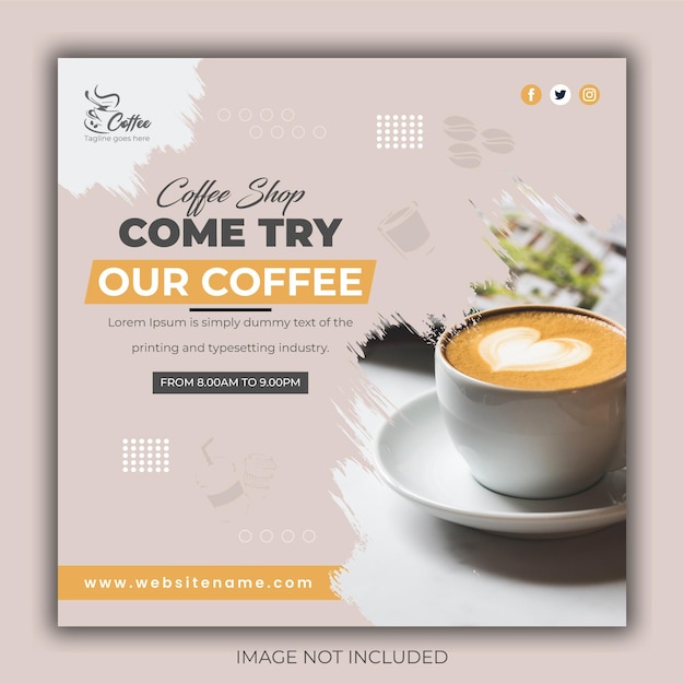 Come try our Coffee drink menu promotion  Instagram post banner template