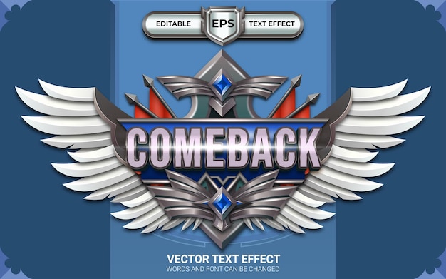 Comeback Achievement Game Badge with Editable Text Effects