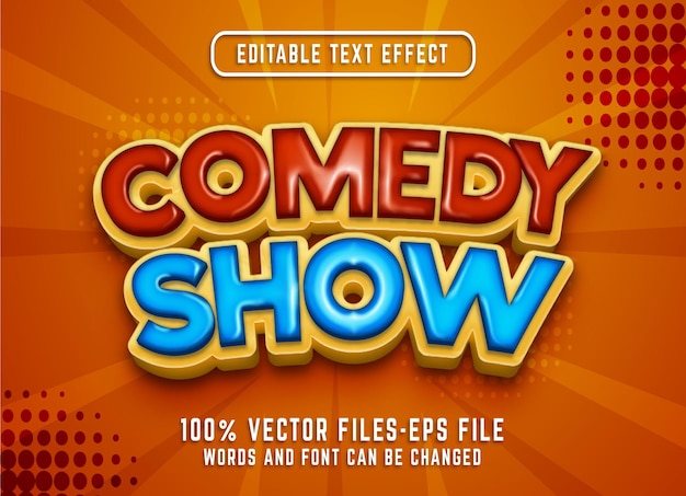 Comedy show 3d comic text effect premium vectors