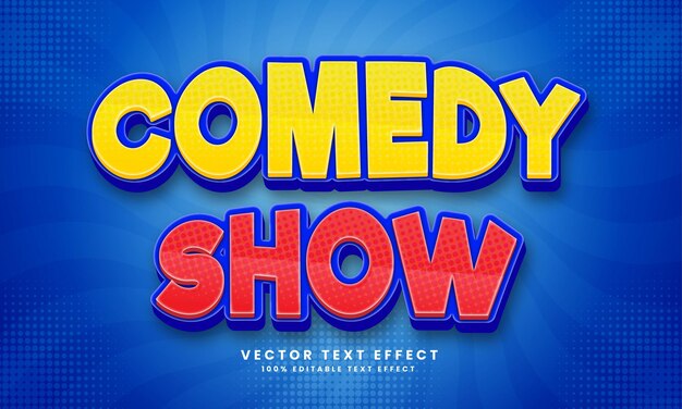 Vector comedy show 3d vector editable text effect with background