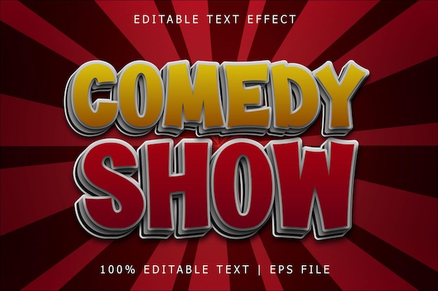 Vector comedy show editable text effect 3 dimension emboss simple style