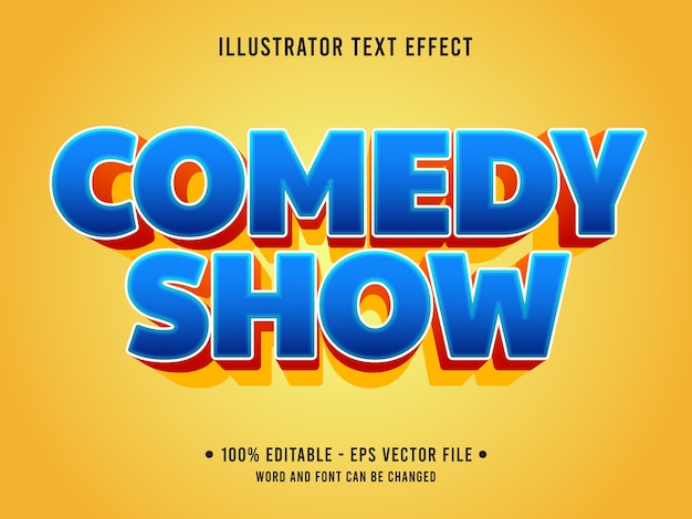 Comedy show editable text effect modern style with gradient blue color