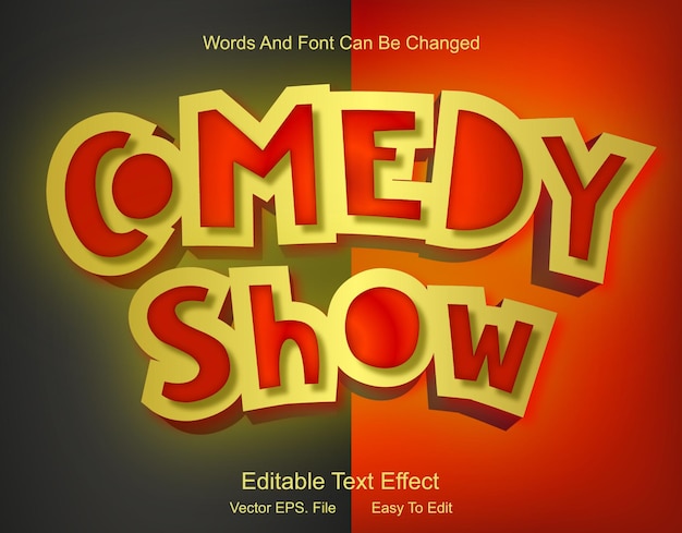 Vector comedy show editable text effect