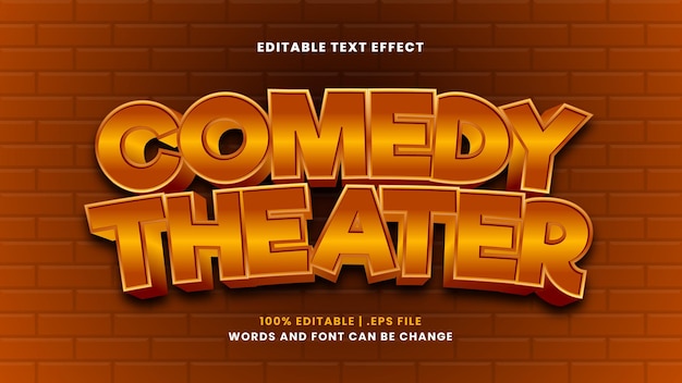 Comedy theater editable text effect in modern 3d style