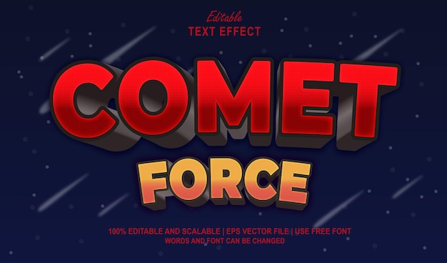 Comet Force Editable Text Effect 3D Style