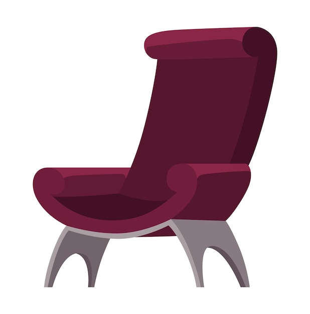 Comfortable and fashionable armchair Room design element Soft furniture for rest and relaxation Cartoon soft and cozy armchair with upholstery