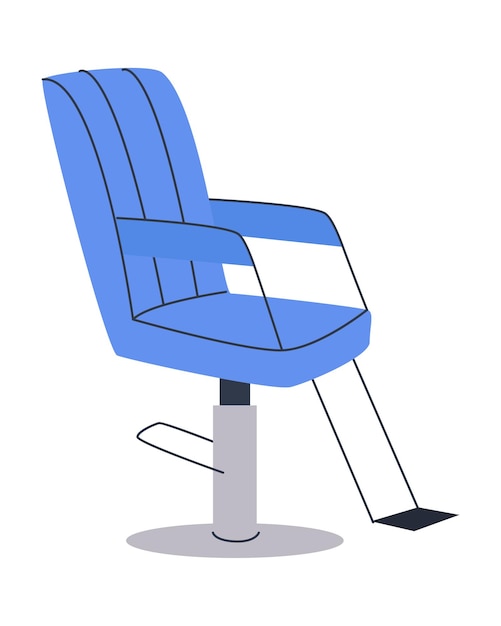 Comfortable leather blue armchair for the salon of the parkmaher's barbershop Flat illustration