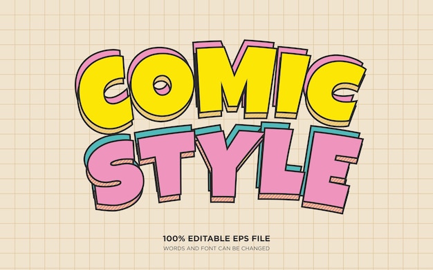 Comic 3D editable text style effect