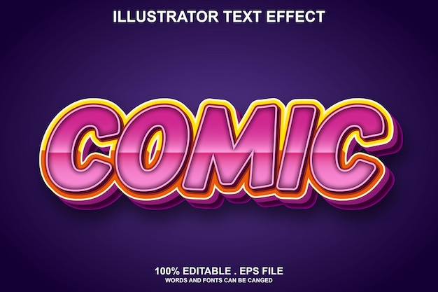 comic 3d text effect editable