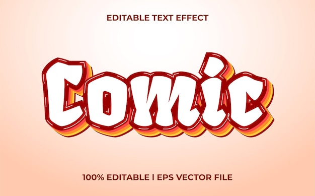 comic 3d text effect with cute theme. red typography template for comic tittle