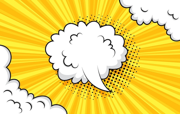 Comic background with speech cloud in pop art style. Vector illustration.