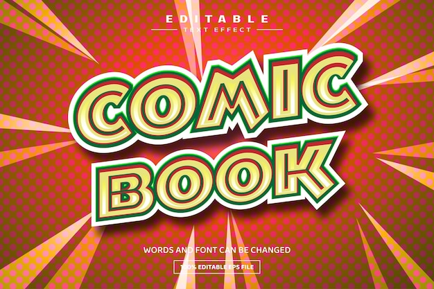 Comic book 3D editable text effect template