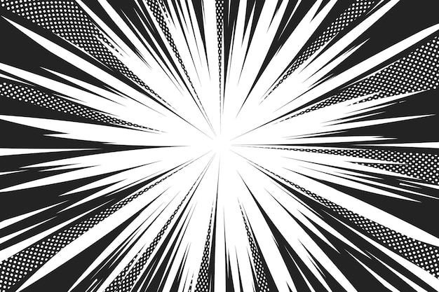 Vector comic book black and white speed lines background comic zoom lines background