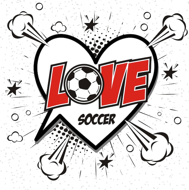 Vector comic book speech bubble cartoon word love soccer