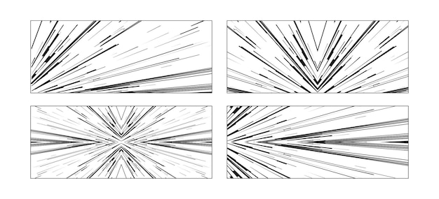 Comic book speed lines set isolated on background